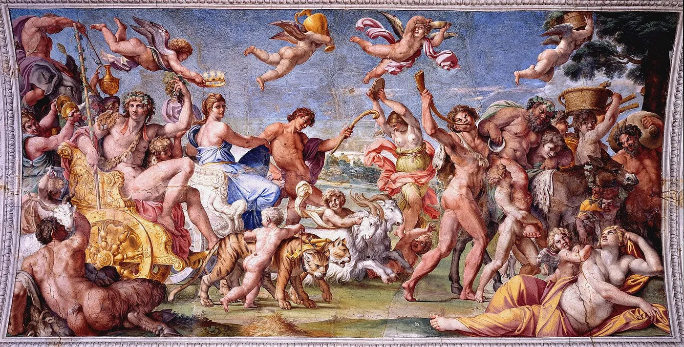 Triumph of Bacchus and Ariadne (2000) by Annibale Carracci — original painting reproduced as a hand-painted oil on canvas