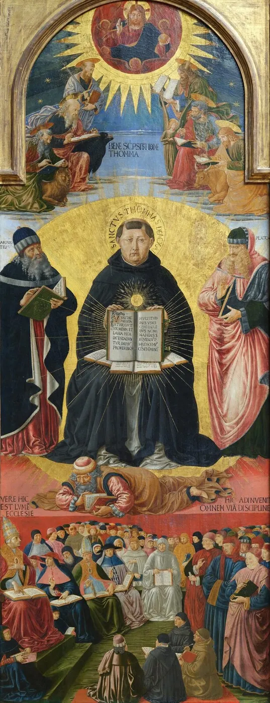 Triumph of St. Thomas Aquinas (1472) by Benozzo Gozzoli — original painting reproduced as a hand-painted oil on canvas