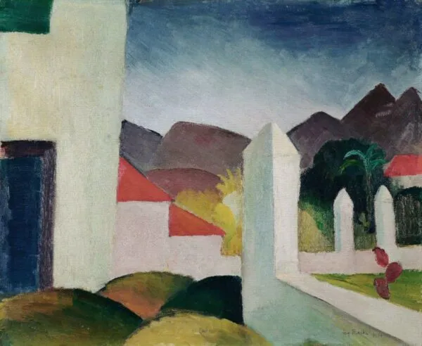 Tunisian Landscape (1914) by August Macke — original painting reproduced as a hand-painted oil on canvas
