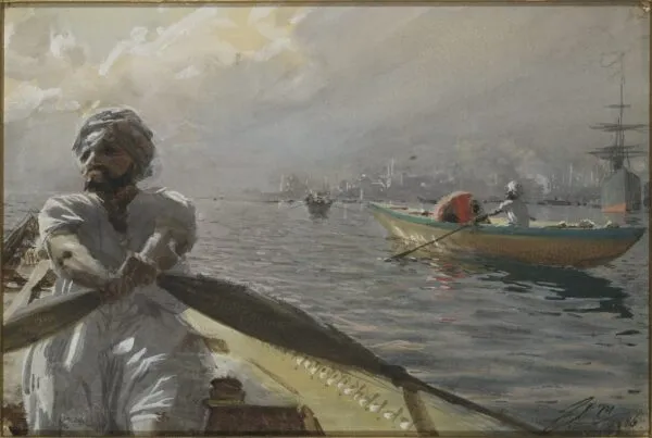 Turkish Boatman in the Constantinople Harbour (1886) by Anders Zorn — original painting reproduced as a hand-painted oil on canvas