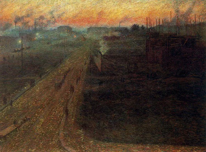 Twilight at Porta Romana by Umberto Boccioni — original painting reproduced as a hand-painted oil on canvas