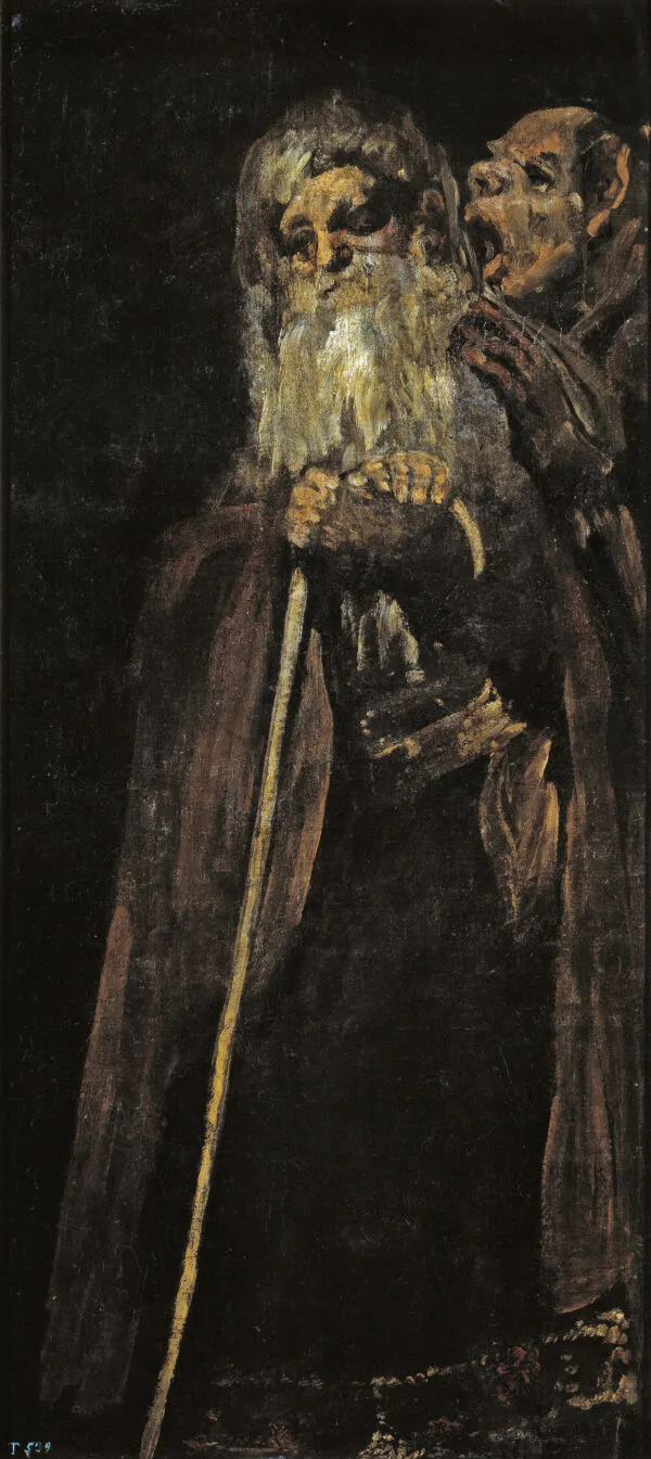 Two Old Men (1819) by Francisco Goya — original painting reproduced as a hand-painted oil on canvas