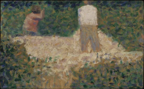 Two Stonebreakers (1881) by Georges Seurat — original painting reproduced as a hand-painted oil on canvas