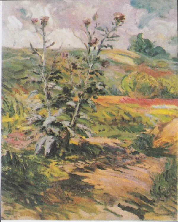 Two Thistles (1888) by Vincent van Gogh — original painting reproduced as a hand-painted oil on canvas