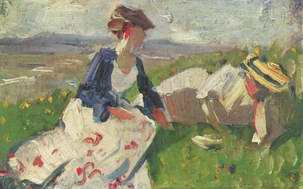 Two Women on the Hillside (1906) by Franz Marc — original painting reproduced as a hand-painted oil on canvas