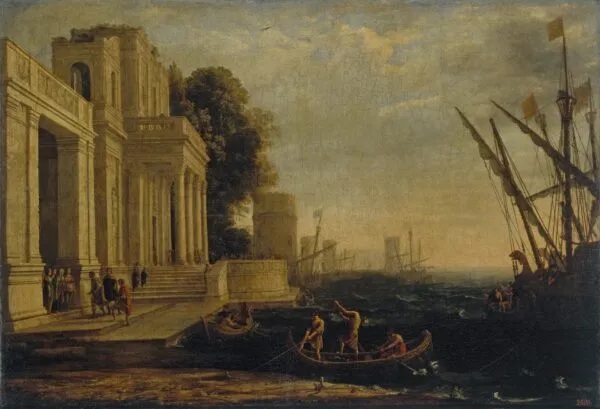 Ulysses Recieved by the Daughters of Lycomedes (1648) by Claude Lorrain — original painting reproduced as a hand-painted oil on canvas