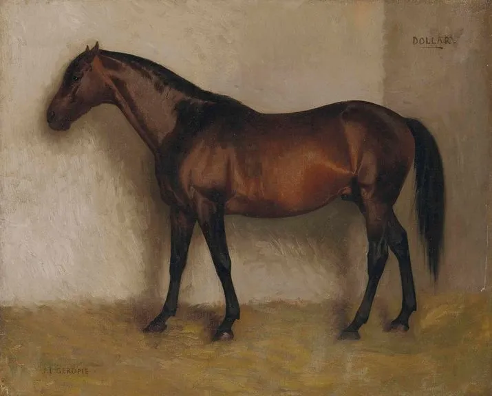 Un cheval, Dollar (1868) by Jean-Léon Gérôme — original painting reproduced as a hand-painted oil on canvas