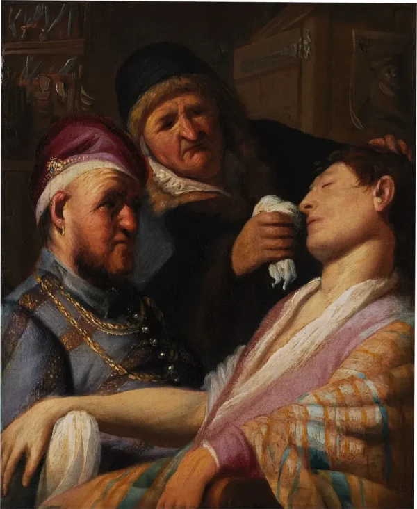 Unconscious Patient (Allegory of Smell) (1624) by Rembrandt — original painting reproduced as a hand-painted oil on canvas