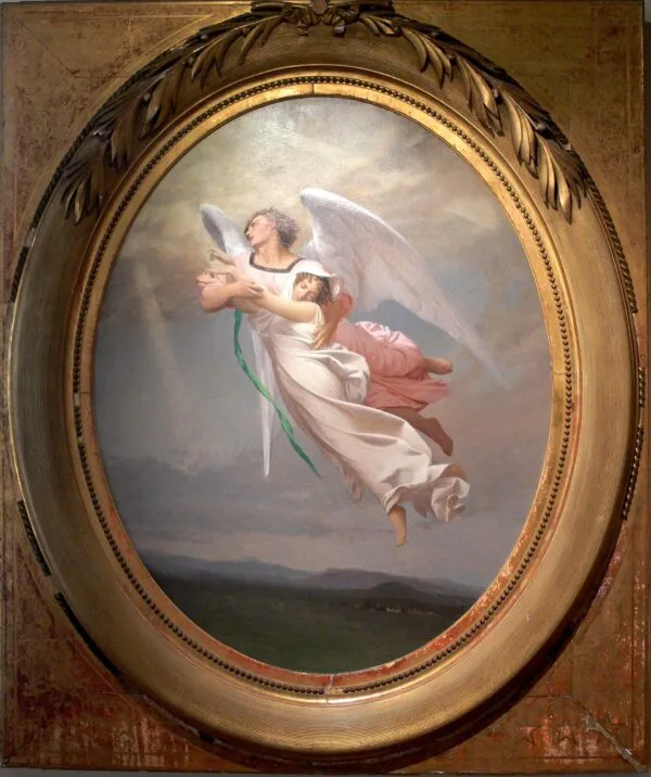 Une âme emportée par un ange (1891) by Jean-Léon Gérôme — original painting reproduced as a hand-painted oil on canvas