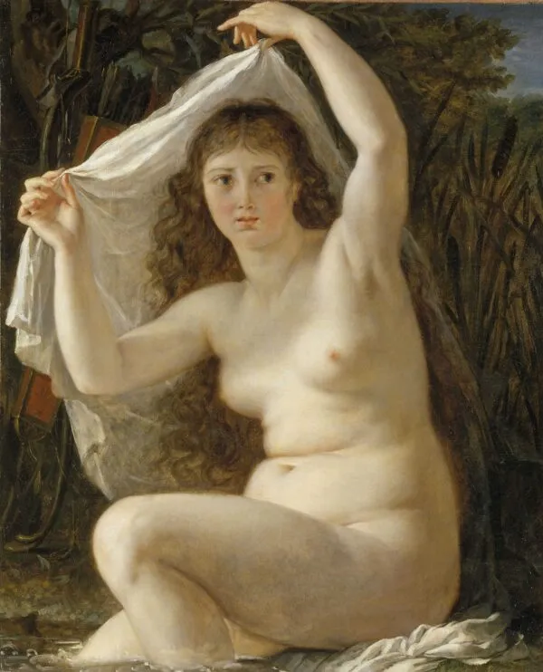 Une baigneuse (1791) by Antoine-Jean Gros — original painting reproduced as a hand-painted oil on canvas