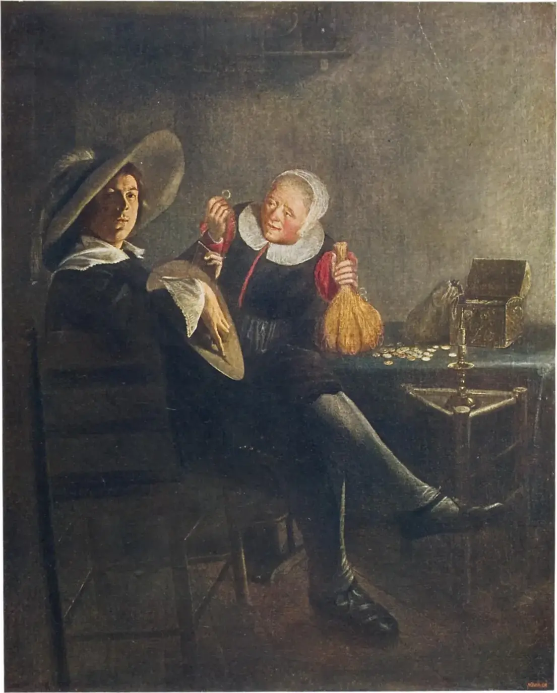 Unequal Love (1631) by Judith Leyster — original painting reproduced as a hand-painted oil on canvas