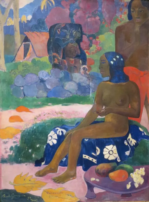 Vairumati tei oa (1892) by Paul Gauguin — original painting reproduced as a hand-painted oil on canvas