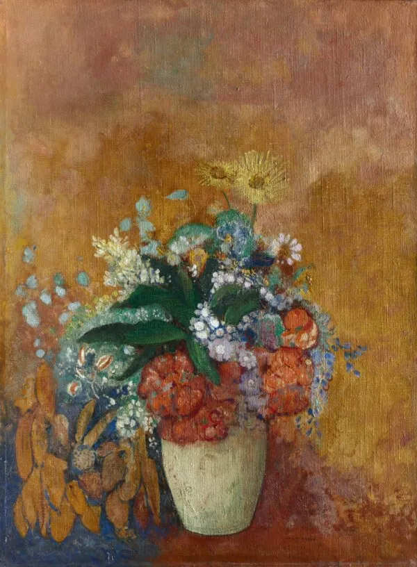 Vase of Flowers (1905) by Odilon Redon — original painting reproduced as a hand-painted oil on canvas