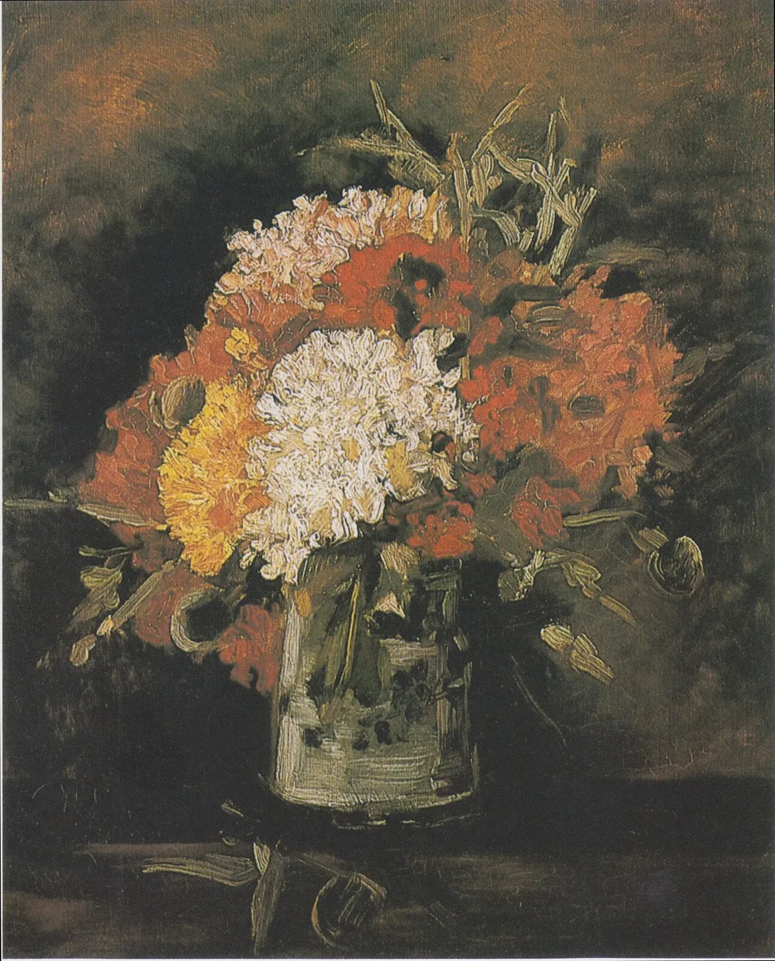 Vase with Carnations (1886) by Vincent van Gogh — original painting reproduced as a hand-painted oil on canvas