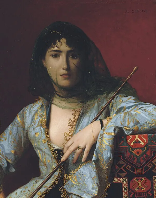 'Veiled Circassian Beauty' (1876) by Jean-Léon Gérôme — original painting reproduced as a hand-painted oil on canvas