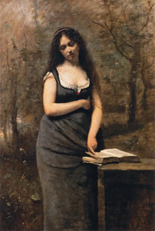 Velléda (1868) by Jean-Baptiste Camille Corot — original painting reproduced as a hand-painted oil on canvas