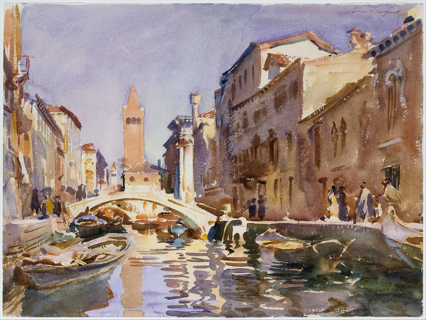 Venetian Canal (1913) by John Singer Sargent — original watercolour reproduced as a hand-painted oil on canvas