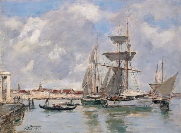 Venice, The Grand Canal (1895) by Eugène Louis Boudin — original painting reproduced as a hand-painted oil on canvas