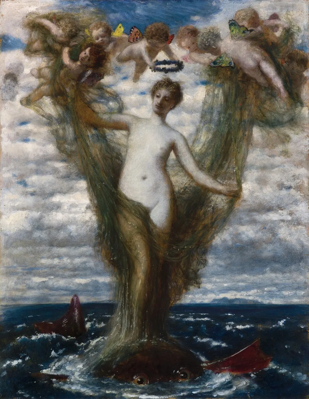 Venus Anadyomene (1872) by Arnold Böcklin — original painting reproduced as a hand-painted oil on canvas