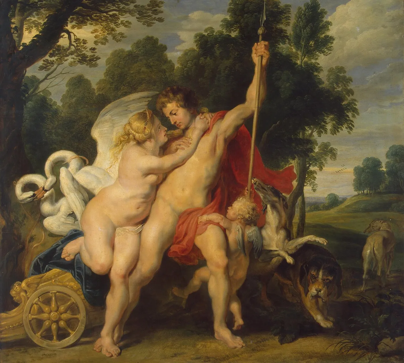 Venus and Adonis (Rubens, 1614) (1610) by Peter Paul Rubens — original painting reproduced as a hand-painted oil on canvas