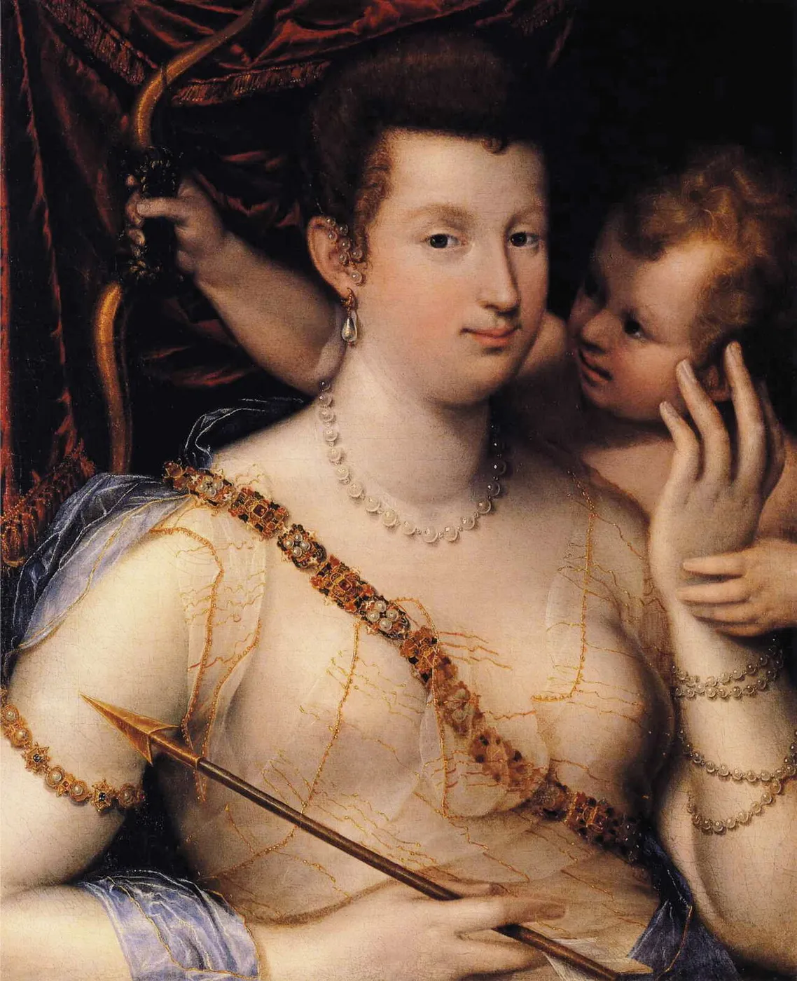 Venus and Cupid (1592) by Lavinia Fontana — original painting reproduced as a hand-painted oil on canvas
