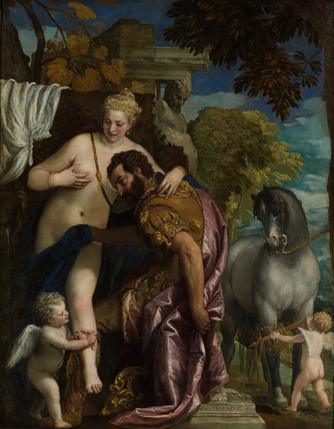 Venus and Mars (1570) by Paolo Veronese — original painting reproduced as a hand-painted oil on canvas