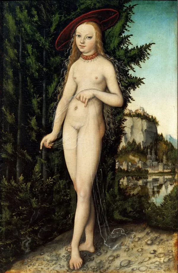 Venus in a Landscape (1529) by Lucas Cranach the Elder — original painting reproduced as a hand-painted oil on canvas