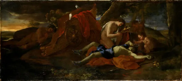 Venus Weeping for Adonis (1626) by Nicolas Poussin — original painting reproduced as a hand-painted oil on canvas