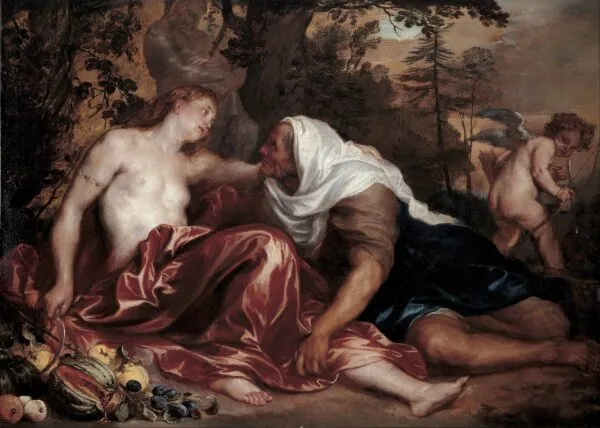 Vertumnus and Pomona (1625) by Anthony van Dyck — original painting reproduced as a hand-painted oil on canvas