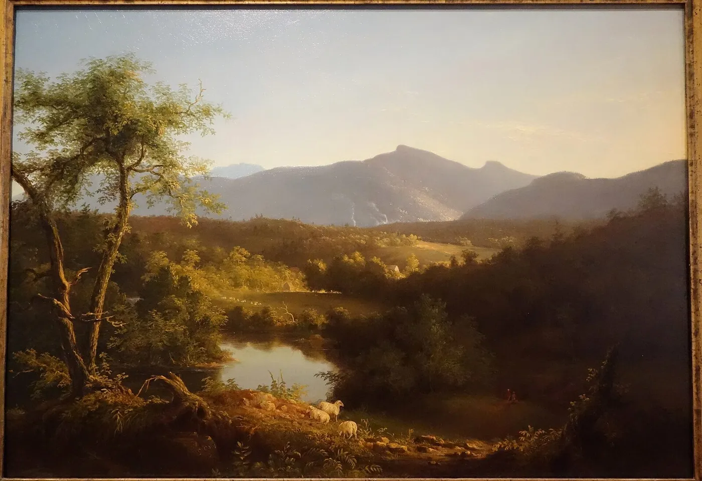 View near the Village of Catskill (1827) by Thomas Cole — original painting reproduced as a hand-painted oil on canvas