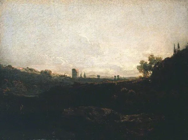 View of a Town (1798) by J. M. W. Turner — original painting reproduced as a hand-painted oil on canvas
