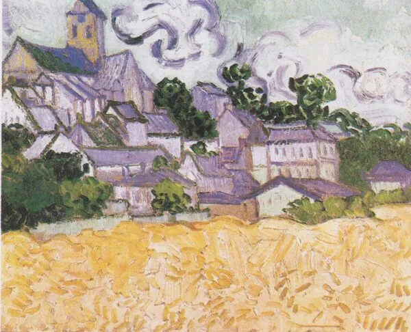 View of Auvers with Church (1890) by Vincent van Gogh — original painting reproduced as a hand-painted oil on canvas