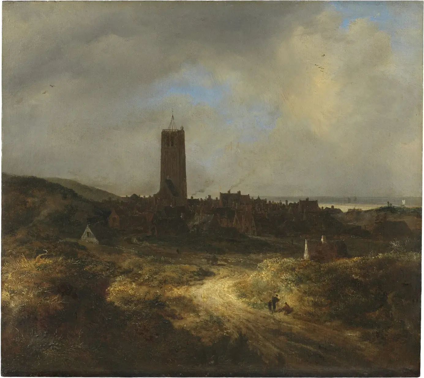 View of Egmond aan Zee (1650) by Jacob van Ruisdael — original painting reproduced as a hand-painted oil on canvas