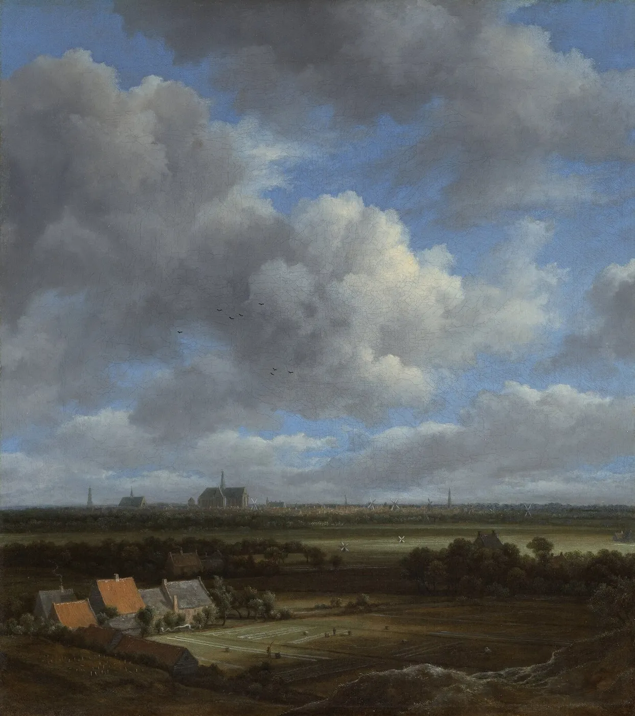 View of Haarlem from the Northwest, with the Bleaching Fields in the Foreground (1666) by Jacob van Ruisdael — original painting reproduced as a hand-painted oil on canvas