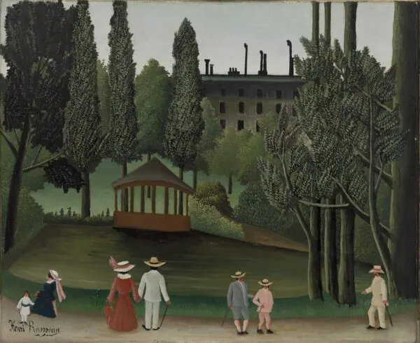 View of Montsouris Park, the Kiosk (1908) by Henri Rousseau — original painting reproduced as a hand-painted oil on canvas