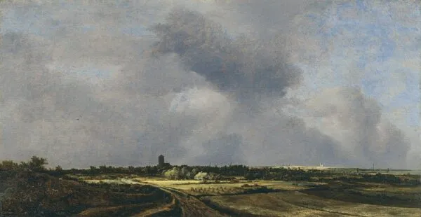 View of Naarden and the church of Muiderberg (1647) by Jacob van Ruisdael — original painting reproduced as a hand-painted oil on canvas