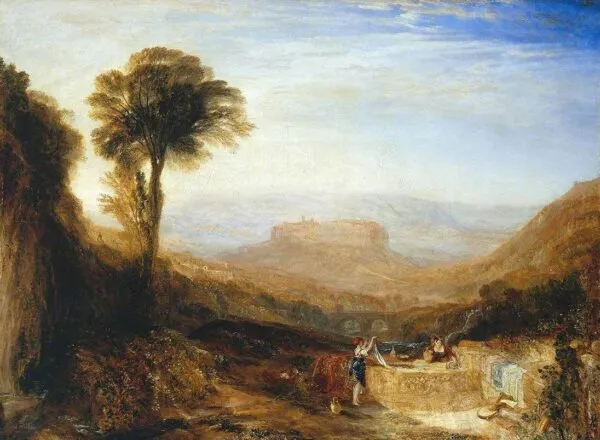 View of Orvieto, Painted in Rome (1828) by J. M. W. Turner — original painting reproduced as a hand-painted oil on canvas