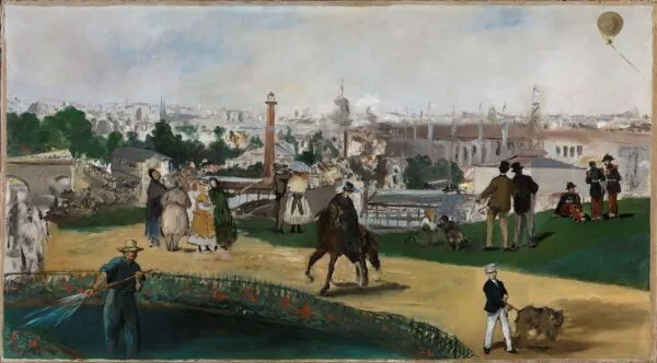 View of the 1867 Exposition Universelle (1867) by Édouard Manet — original painting reproduced as a hand-painted oil on canvas