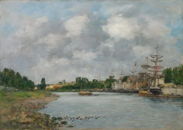View of the Port of Saint-Valéry-sur-Somme (1891) by Eugène Louis Boudin — original painting reproduced as a hand-painted oil on canvas