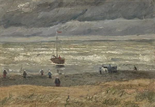 View of the Sea at Scheveningen (1882) by Vincent van Gogh — original painting reproduced as a hand-painted oil on canvas