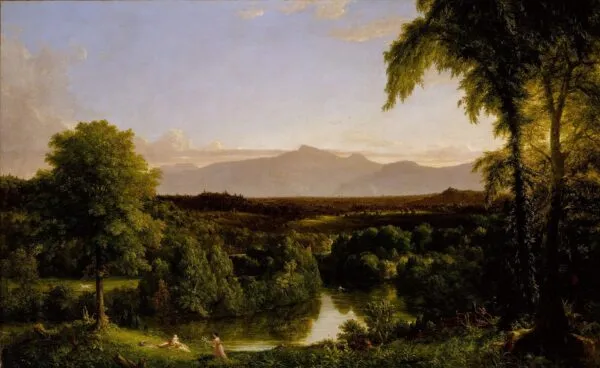 View on the Catskill Early Autumn (1837) by Thomas Cole — original painting reproduced as a hand-painted oil on canvas