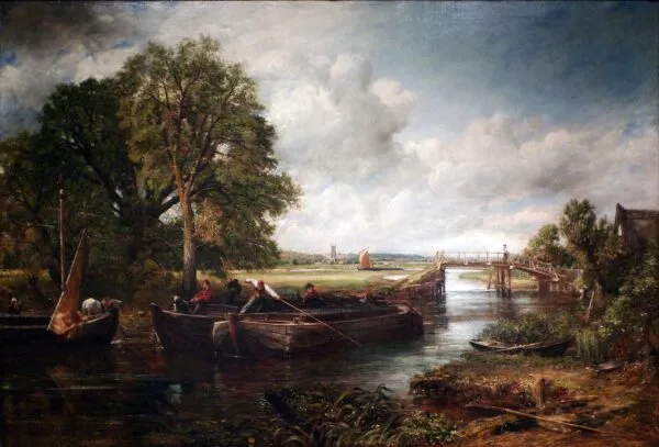 View on the Stour near Dedham (1822) by John Constable — original painting reproduced as a hand-painted oil on canvas