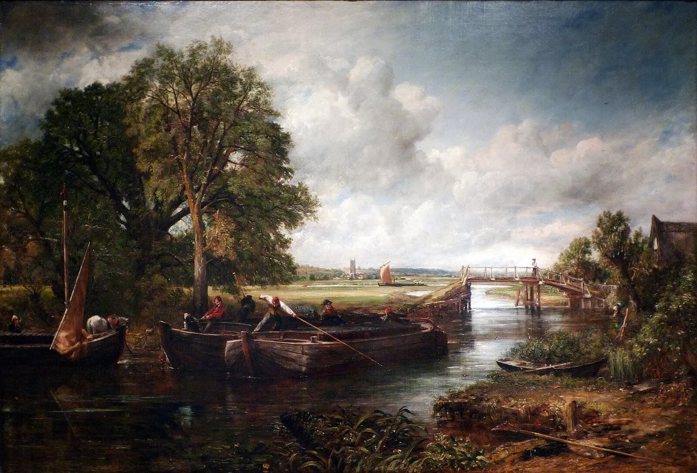 View on the Stour near Dedham (1822) by John Constable — original painting reproduced as a hand-painted oil on canvas
