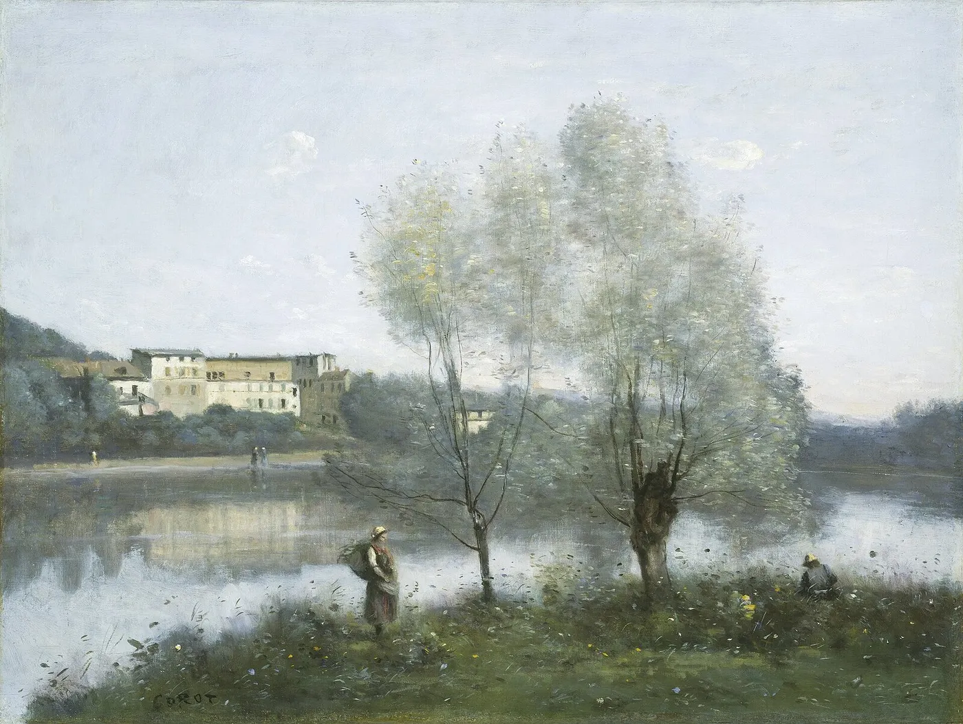 Ville d'Avray (1865) by Jean-Baptiste Camille Corot — original painting reproduced as a hand-painted oil on canvas