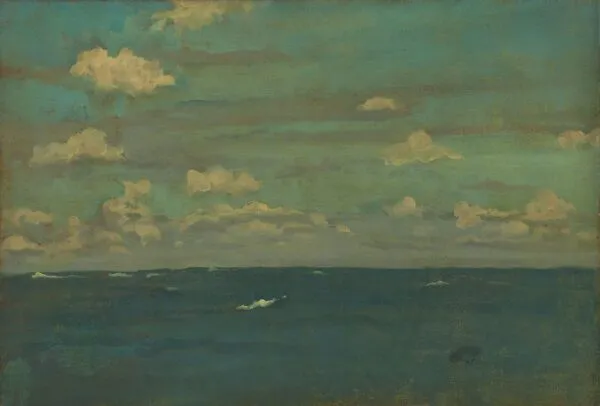 Violet and Silver - The Deep Sea (1893) by James McNeill Whistler — original painting reproduced as a hand-painted oil on canvas