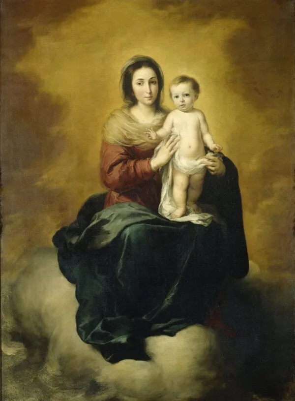 Virgin and Child (1660) by Bartolomé Esteban Murillo — original painting reproduced as a hand-painted oil on canvas