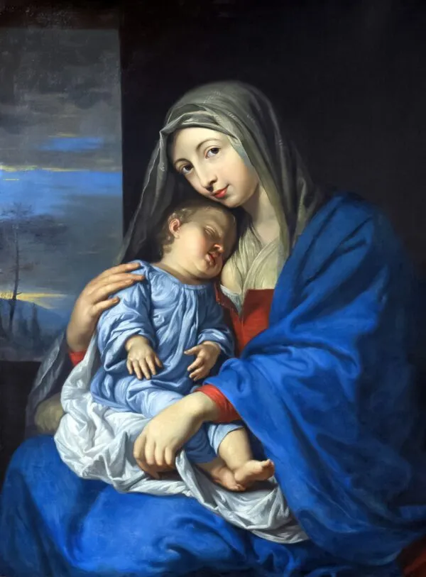 Virgin and Sleeping Child (1654) by Philippe de Champaigne — original painting reproduced as a hand-painted oil on canvas