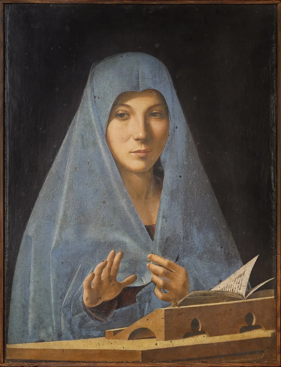 Virgin Annunciate (1475) by Antonello da Messina — original painting reproduced as a hand-painted oil on canvas