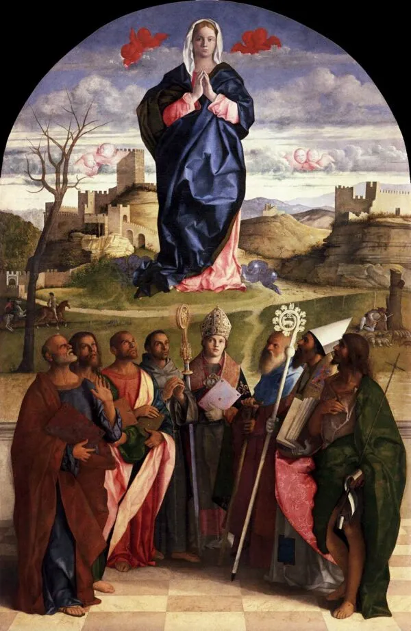Virgin Mary in the Glory with Saints (1510) by Giovanni Bellini — original painting reproduced as a hand-painted oil on canvas