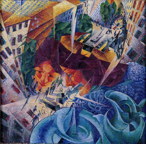 Visioni simultanee, 1912 (1912) by Umberto Boccioni — original painting reproduced as a hand-painted oil on canvas